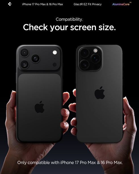 Spigen מגן מסך ל-iPhone 17 Pro Max – GLAS.tR EZ Fit (2 יח’) | Privacy